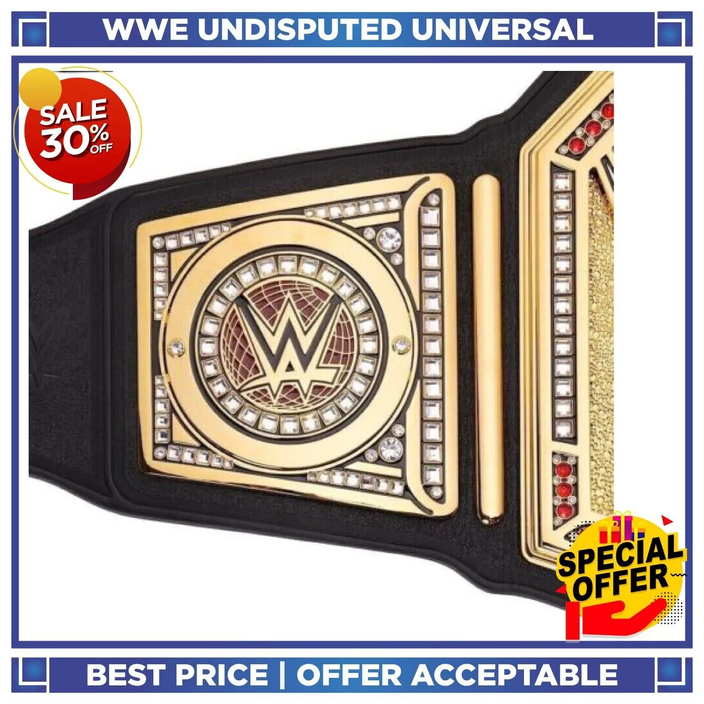 NEW UNDISPUTED UNIVERSAL CHAMPIONSHIP WWE REPLICA BELT 2MM BRASS ADULT SIZE
