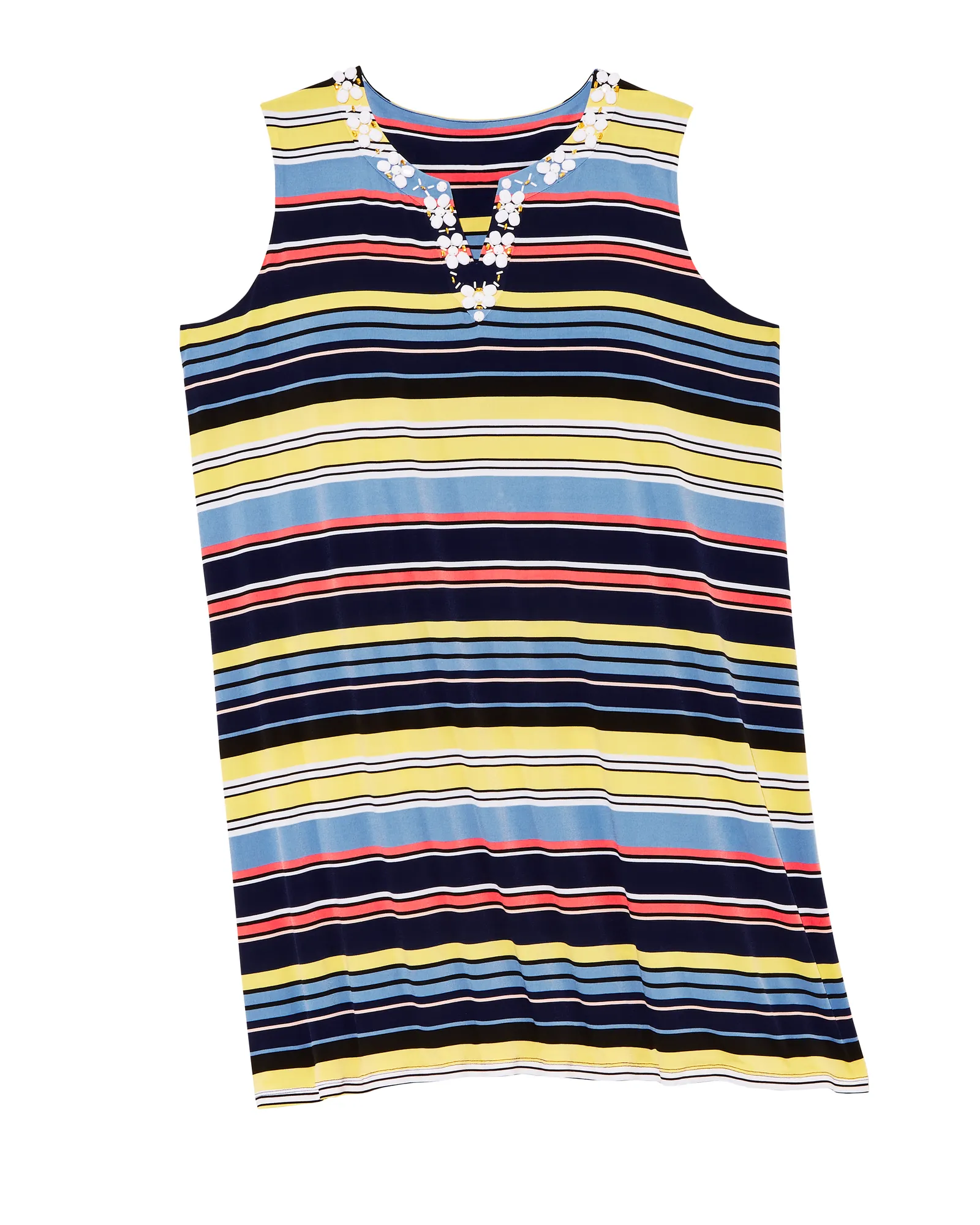 Newcastle Embellished Sleeveless Dress | Yellow / Royal Blue