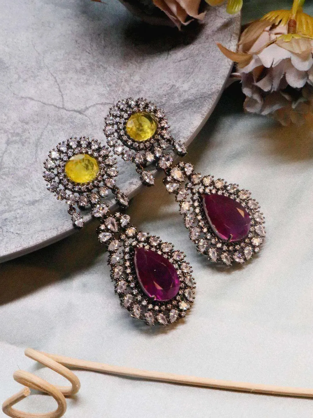 Nisha Aggarwal In Purple Statement Earring
