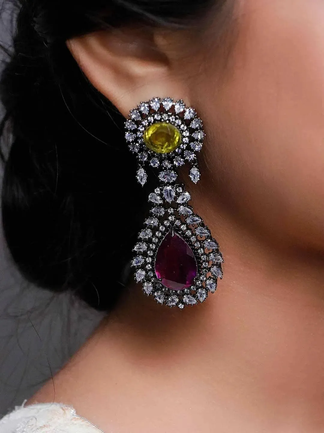 Nisha Aggarwal In Purple Statement Earring