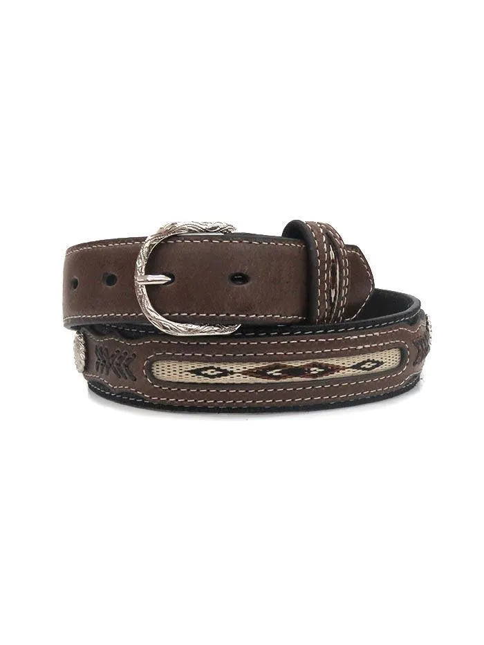 Nocona Boy's Brown Concho And Fabric Western Belt N4415801