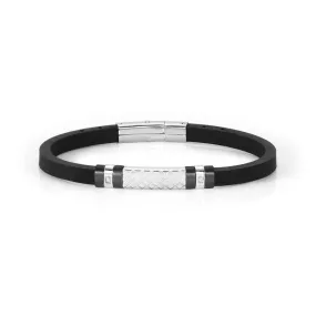 Nomination City Bracelet, Rubber & Black Cubic Zirconia, Stainless Steel