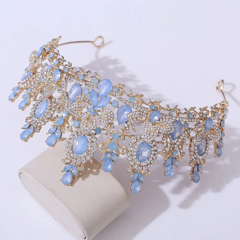 Opal Colored Rhinestone Crystal  Pageant Headdress Party Tiara Hair Accessories