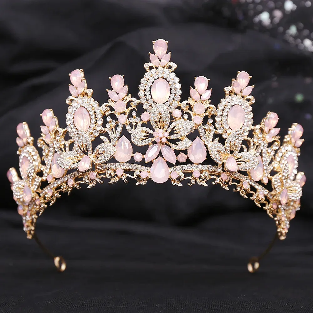 Opal Colored Rhinestone Crystal  Pageant Headdress Party Tiara Hair Accessories