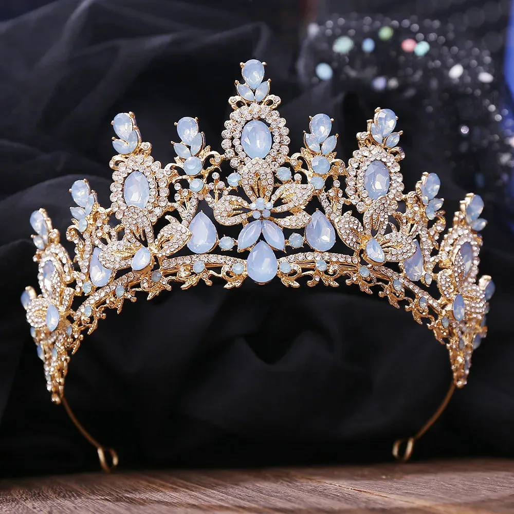 Opal Colored Rhinestone Crystal  Pageant Headdress Party Tiara Hair Accessories