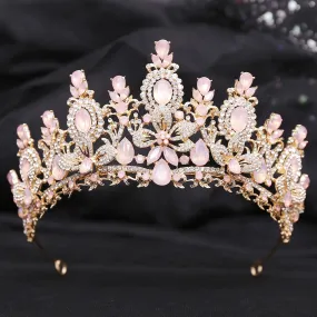 Opal Colored Rhinestone Crystal  Pageant Headdress Party Tiara Hair Accessories