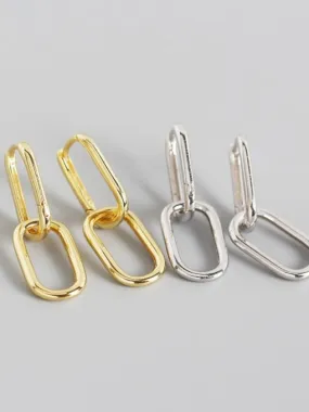 Oval Link Earrings, .925 Sterling Silver Hypoallergenic Nickel Free Luxury (Two piece)Hoop Earrings
