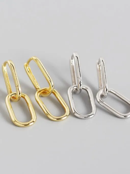 Oval Link Earrings, .925 Sterling Silver Hypoallergenic Nickel Free Luxury (Two piece)Hoop Earrings
