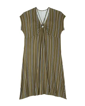 Pasadena Short Sleeve Keyhole Dress | Olive Green / Black