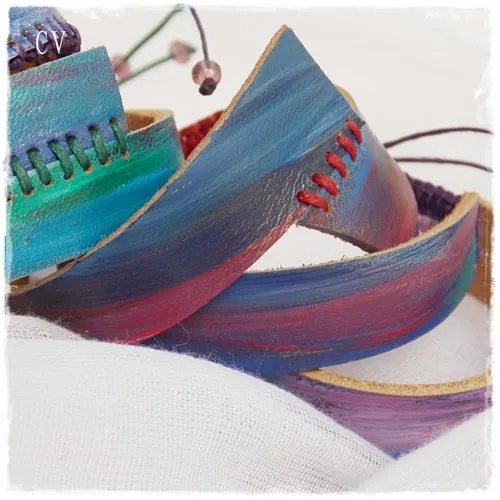 Pastel Purple Leather Bracelet - "Summer Sunsets"