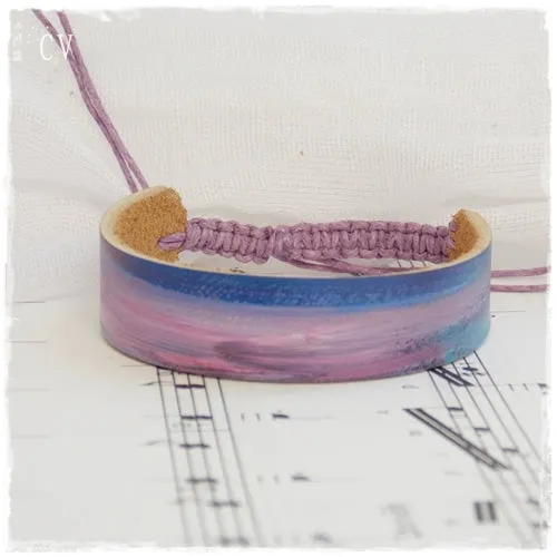 Pastel Purple Leather Bracelet - "Summer Sunsets"