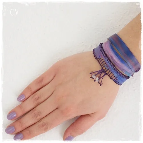 Pastel Purple Leather Bracelet - "Summer Sunsets"