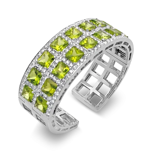 Peridot & Diamond Cuff Bracelet