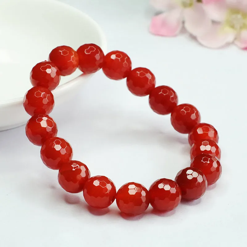 Pigeon Blood Agate Bracelet with Sterling Silver Beads