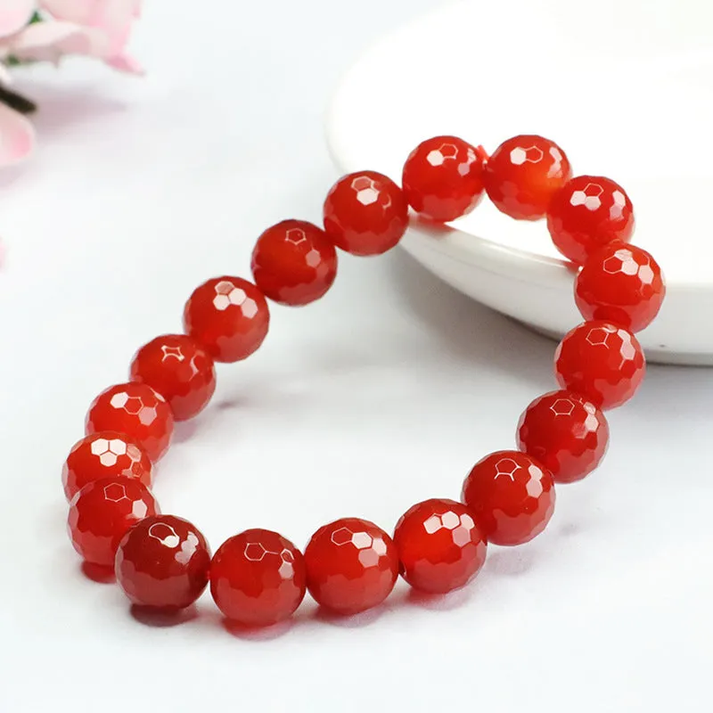 Pigeon Blood Agate Bracelet with Sterling Silver Beads