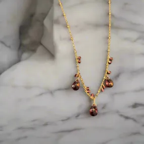Pom Jewelry Pink Garnet Necklace In Gold Fill- PNPK4