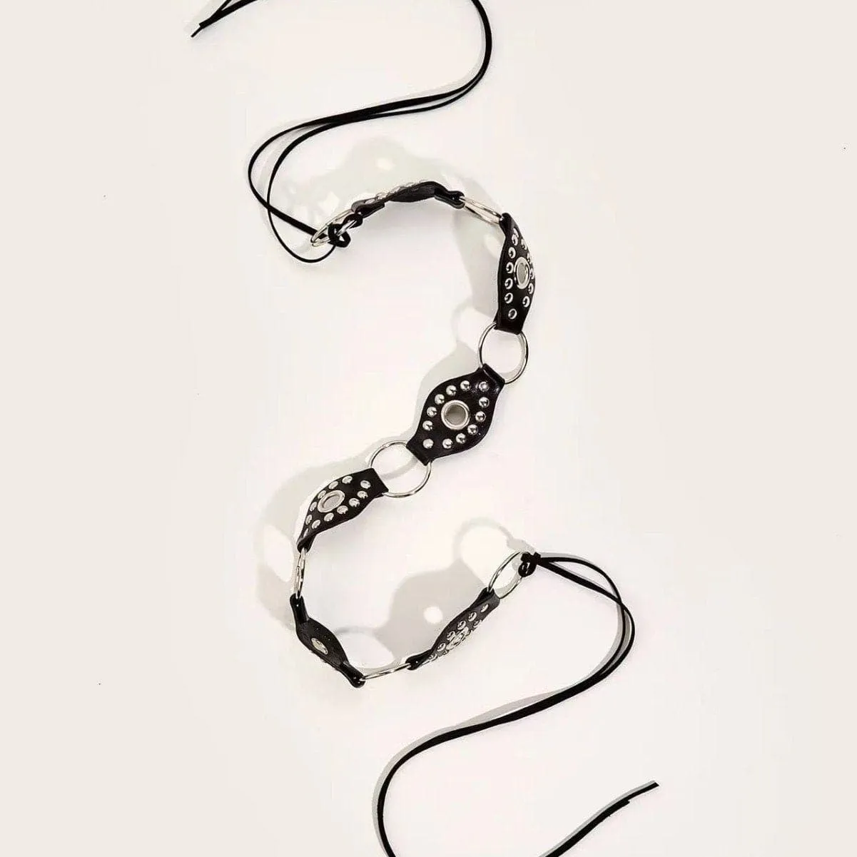 PU leather o ring rivet knotted belt