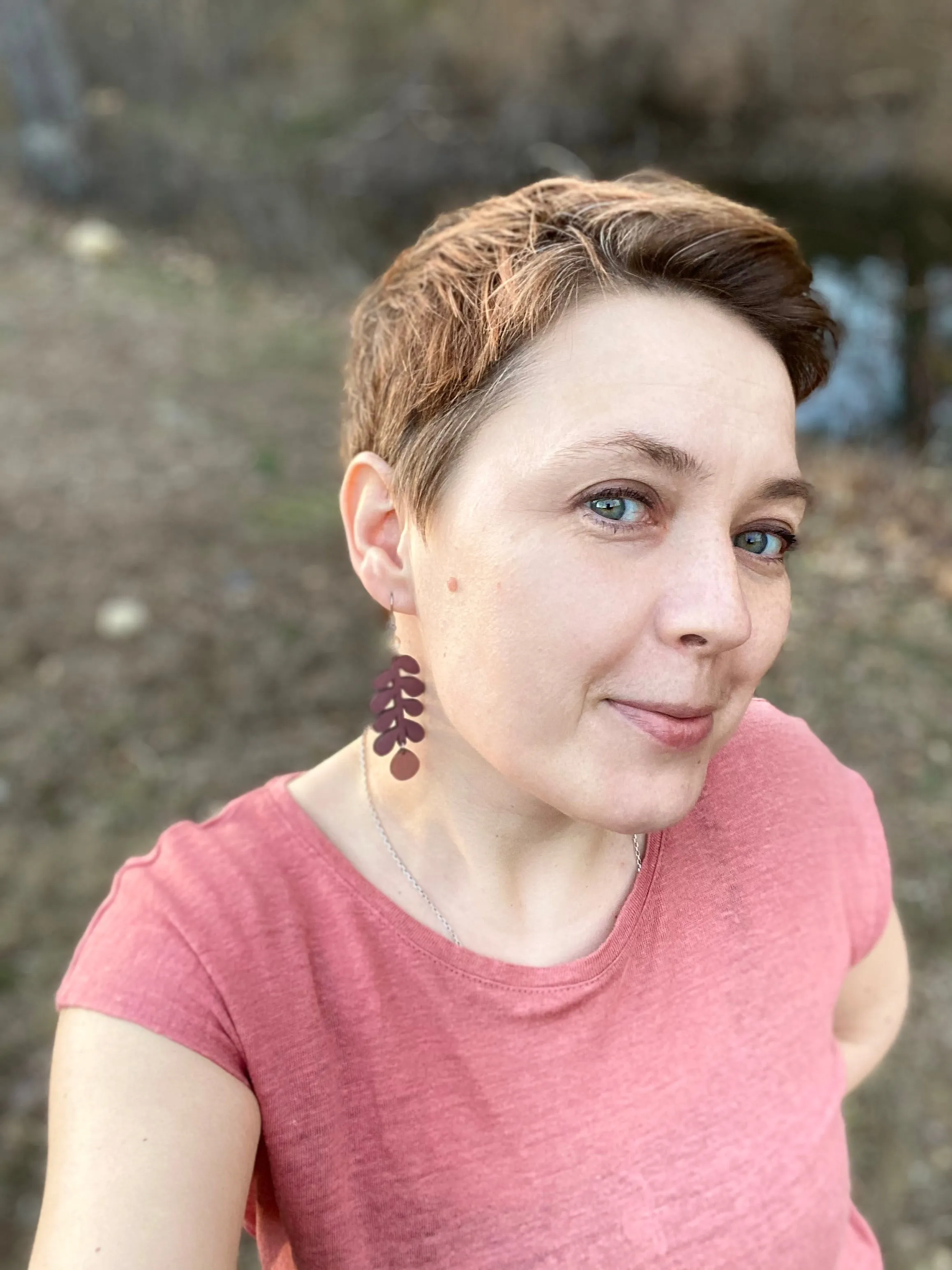 Purple floral earrings