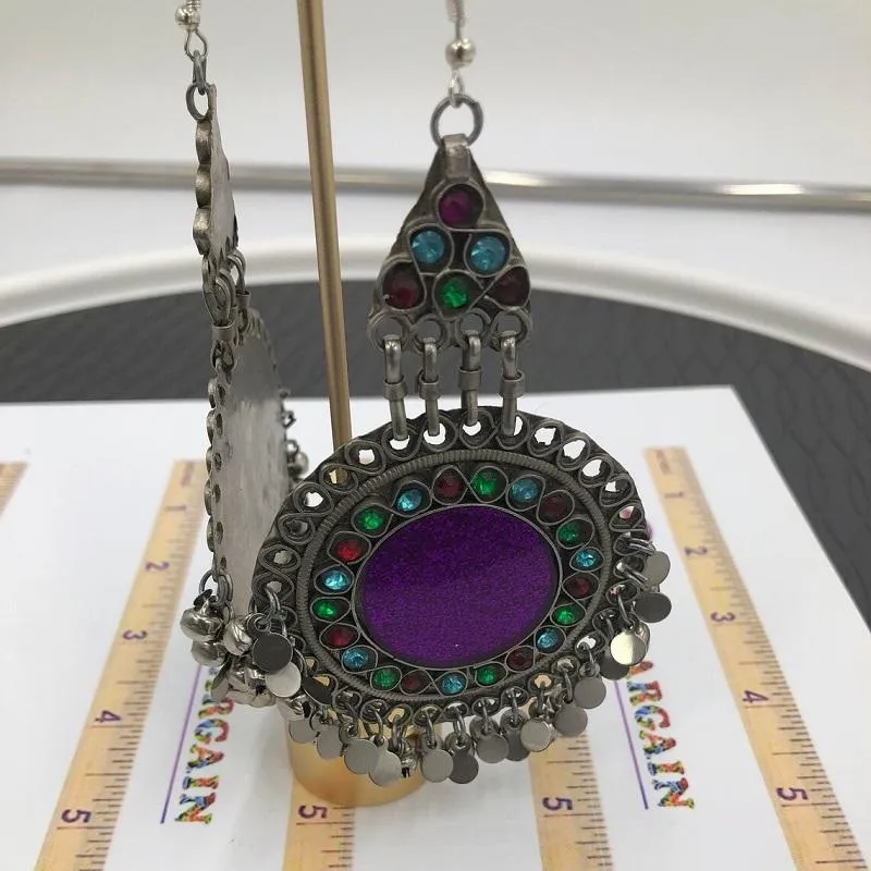 Purple Round Tribal style Earrings