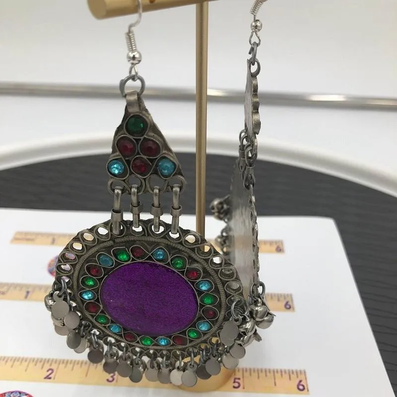 Purple Round Tribal style Earrings
