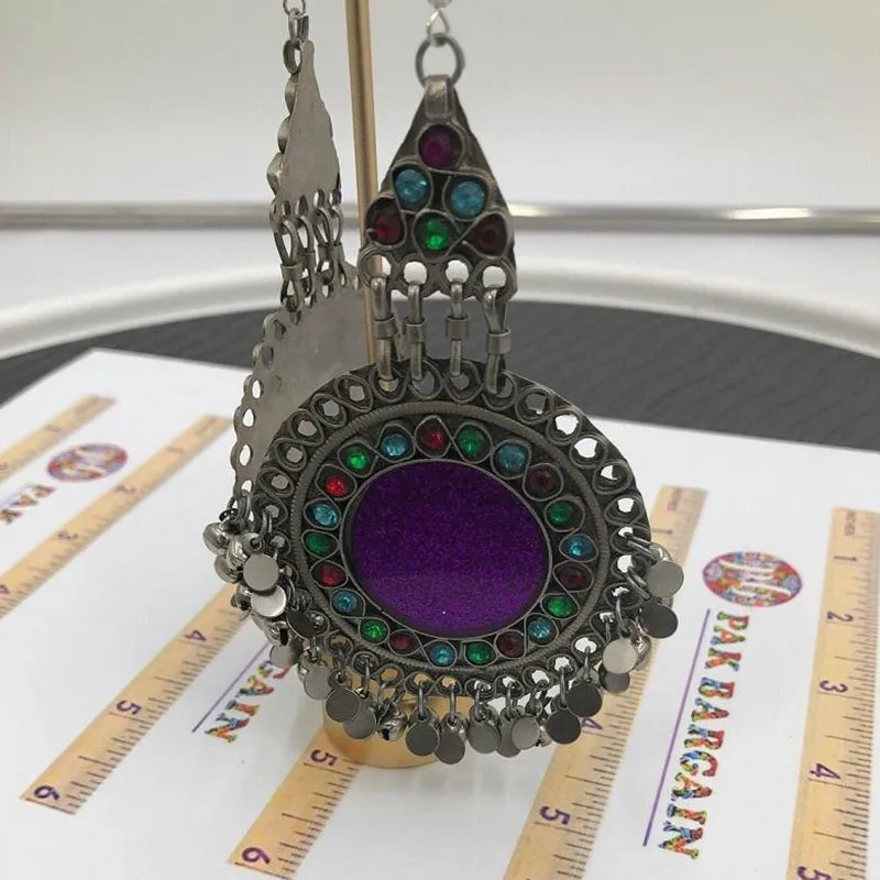 Purple Round Tribal style Earrings