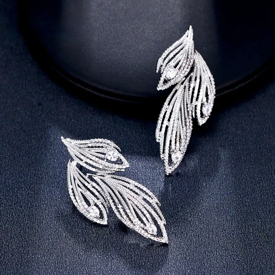"Brandy" - Silver Cubic Zirconia Bridal Earrings