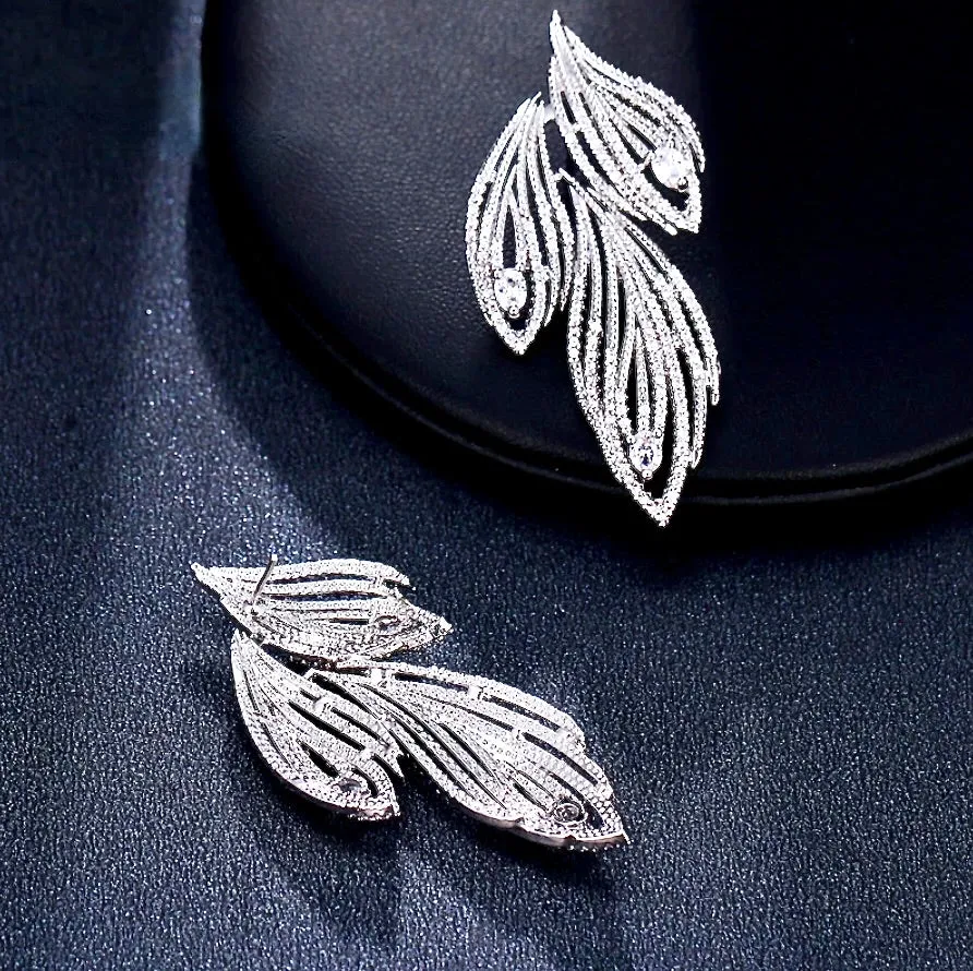 "Brandy" - Silver Cubic Zirconia Bridal Earrings