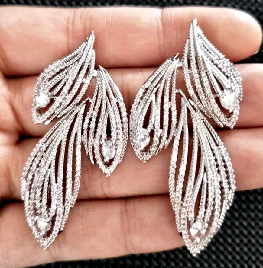 "Brandy" - Silver Cubic Zirconia Bridal Earrings