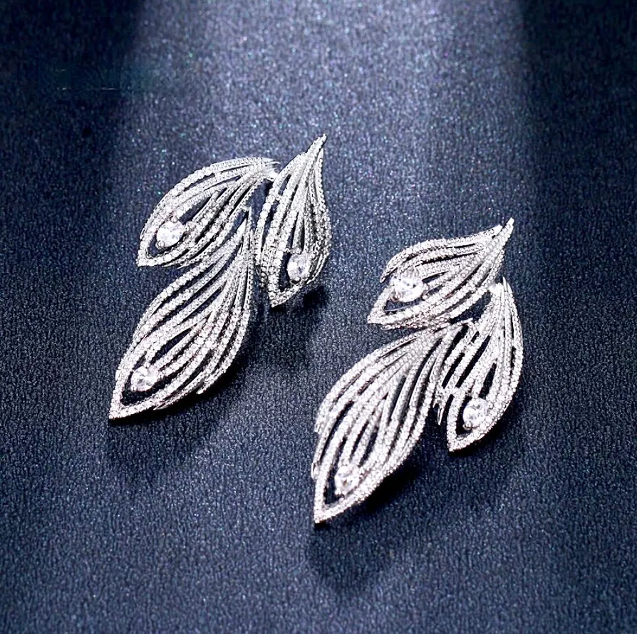 "Brandy" - Silver Cubic Zirconia Bridal Earrings