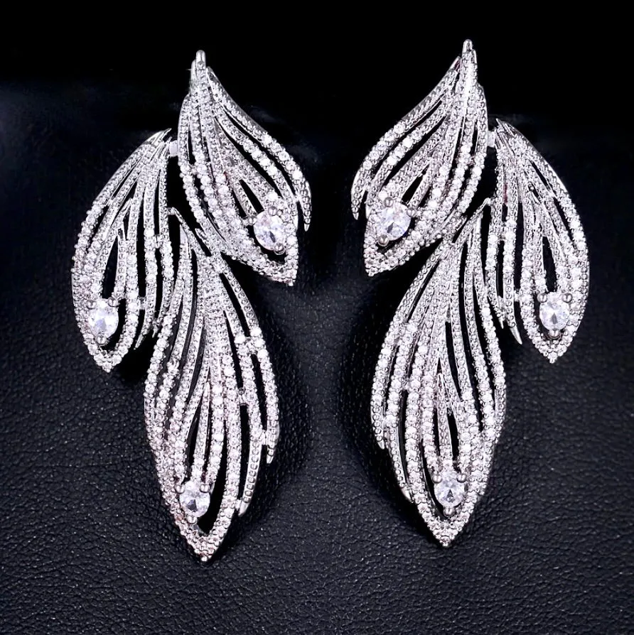 "Brandy" - Silver Cubic Zirconia Bridal Earrings