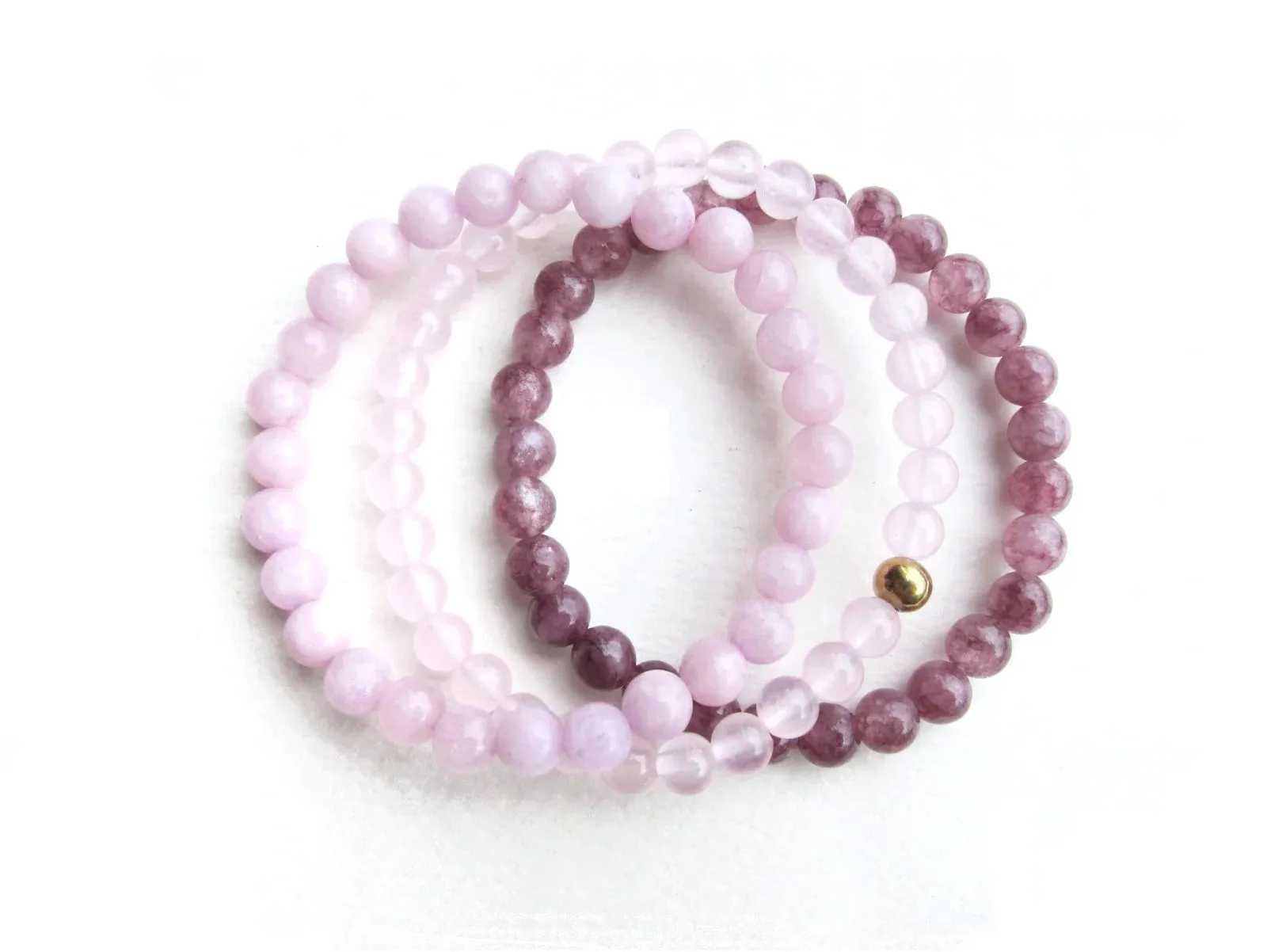 "Calming and Balance" Kunzite, Lepidolite, Pink Chalcedony Bracelet Set