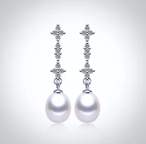 "Kamila" - Freshwater Pearl and Sterling Silver Bridal Earrings