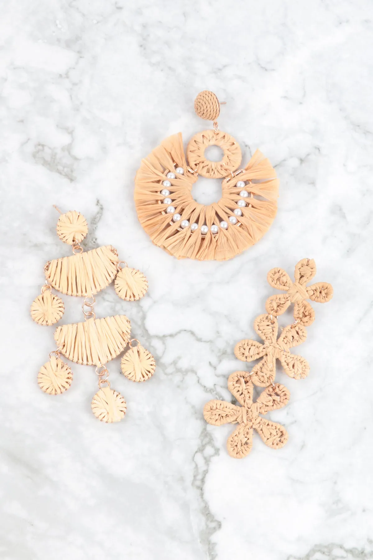 RAFFIA CHANDELIER DROP EARRINGS