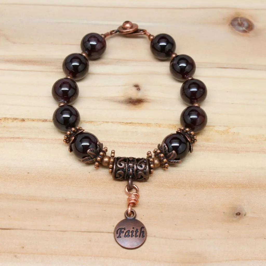 Red Garnet January Birthstone Bracelet