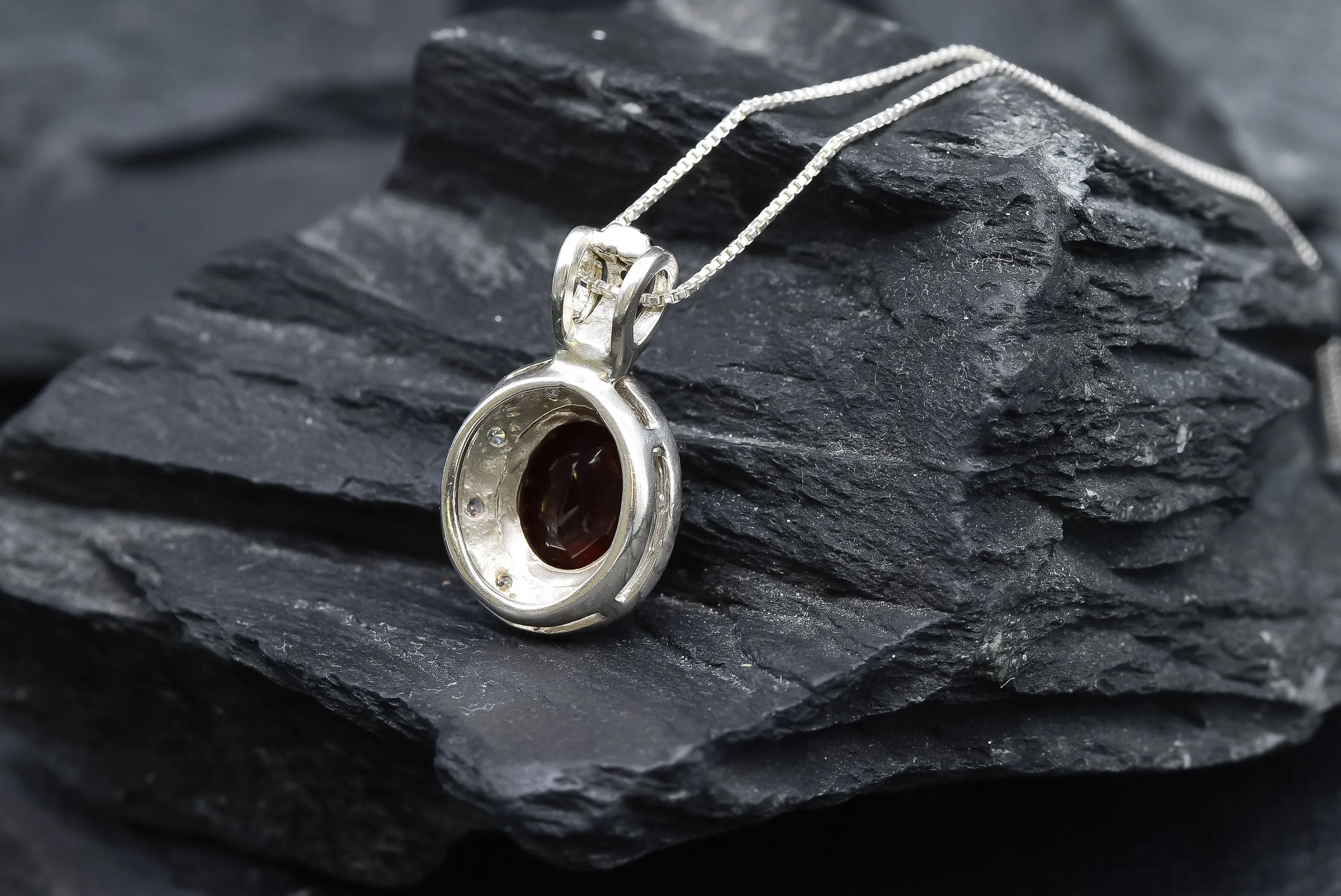 Red Garnet Necklace - Natural Garnet Necklace - Vintage Garnet Pendant