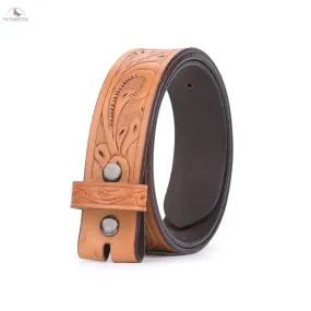 Resistance Full Grain Western Engraved Leather Belt Strap, 1-1/2" Wide Western Belt Leather Strap Floral Tooled Leather Belt Strap