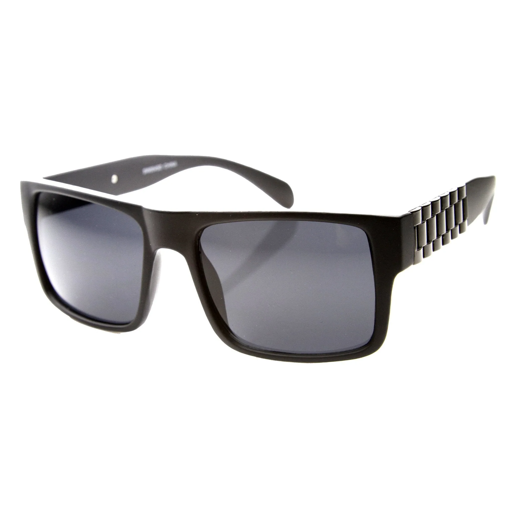 Retro Flat Top Watch Link Temple Aviator Sunglasses 9649