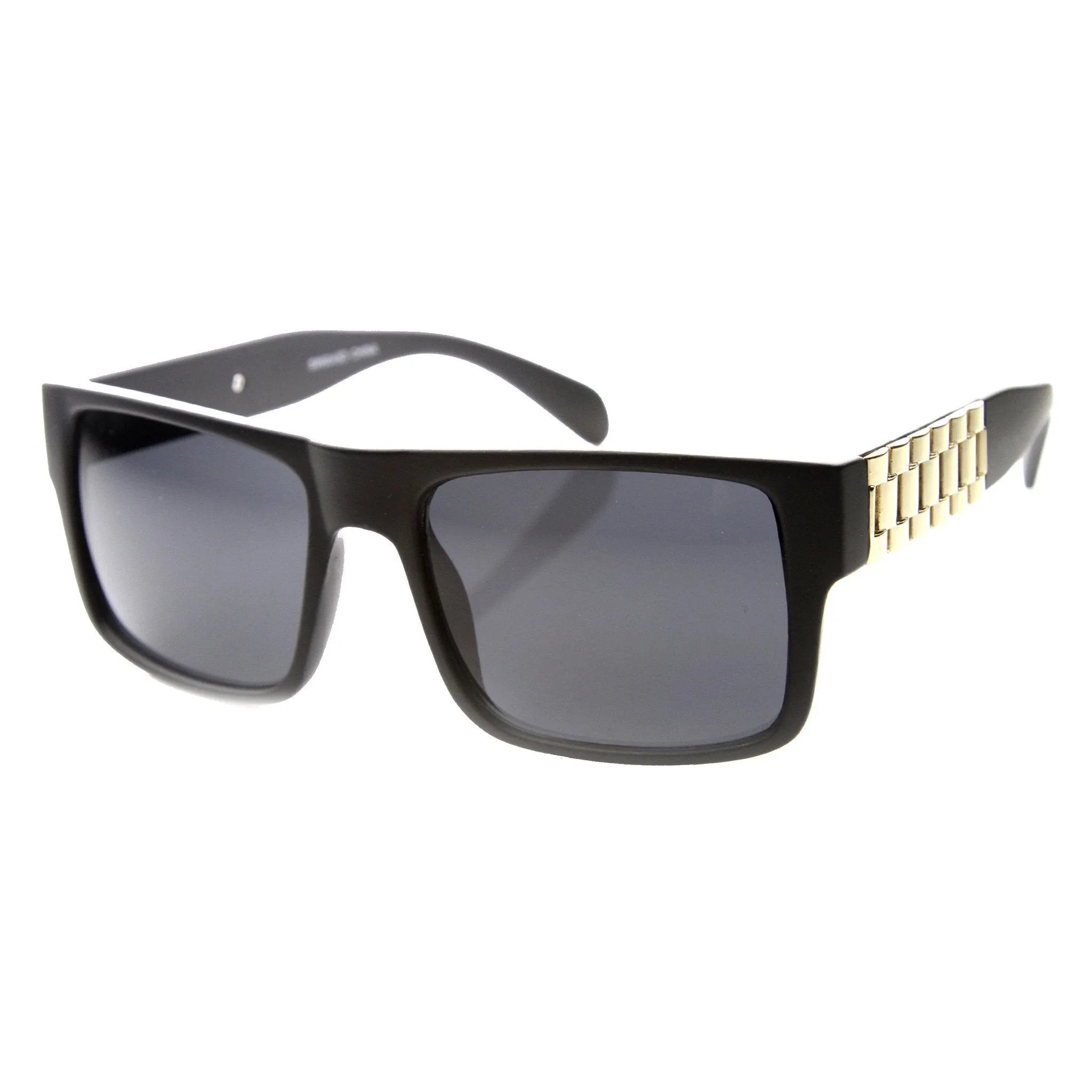 Retro Flat Top Watch Link Temple Aviator Sunglasses 9649