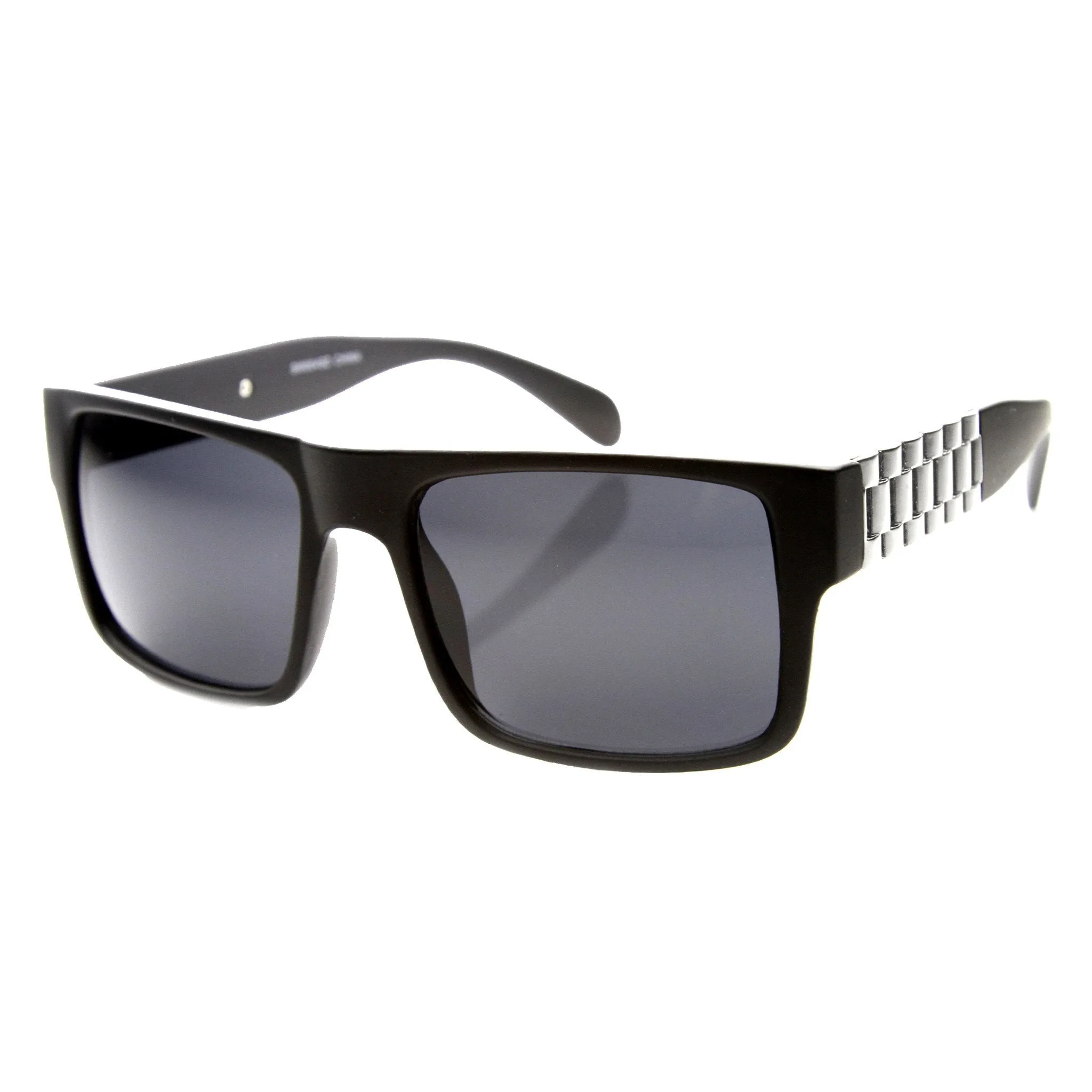 Retro Flat Top Watch Link Temple Aviator Sunglasses 9649