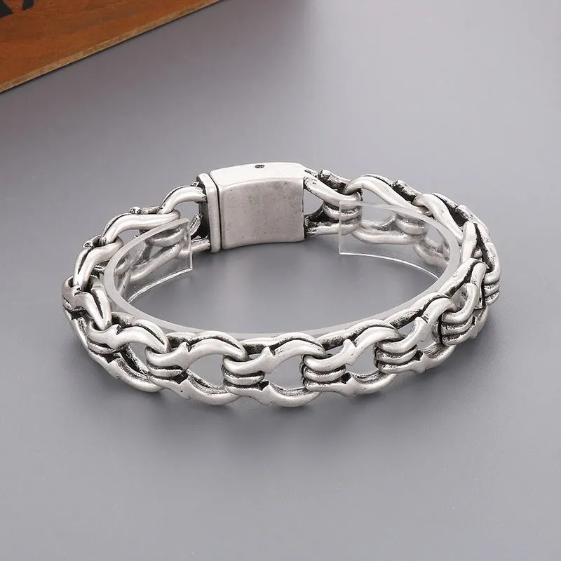 Retro-Inspired Personalized Punk Handcuff Bracelet for Men in Stainless Steel