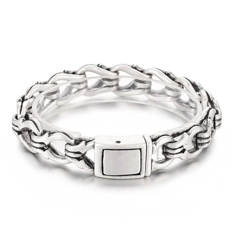 Retro-Inspired Personalized Punk Handcuff Bracelet for Men in Stainless Steel
