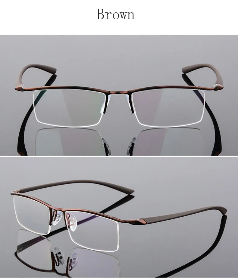 Reven Jate Men's Semi Rim Browline Alloy Eyeglasses P8190