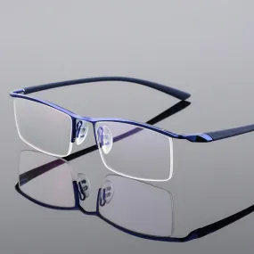 Reven Jate Men's Semi Rim Browline Alloy Eyeglasses P8190