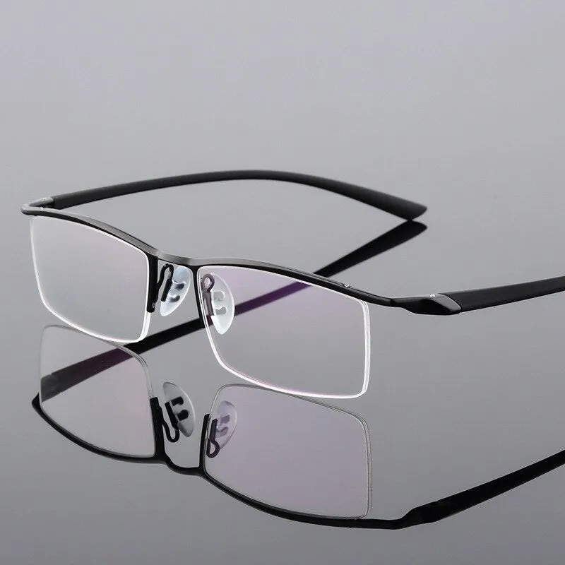Reven Jate Men's Semi Rim Browline Alloy Eyeglasses P8190