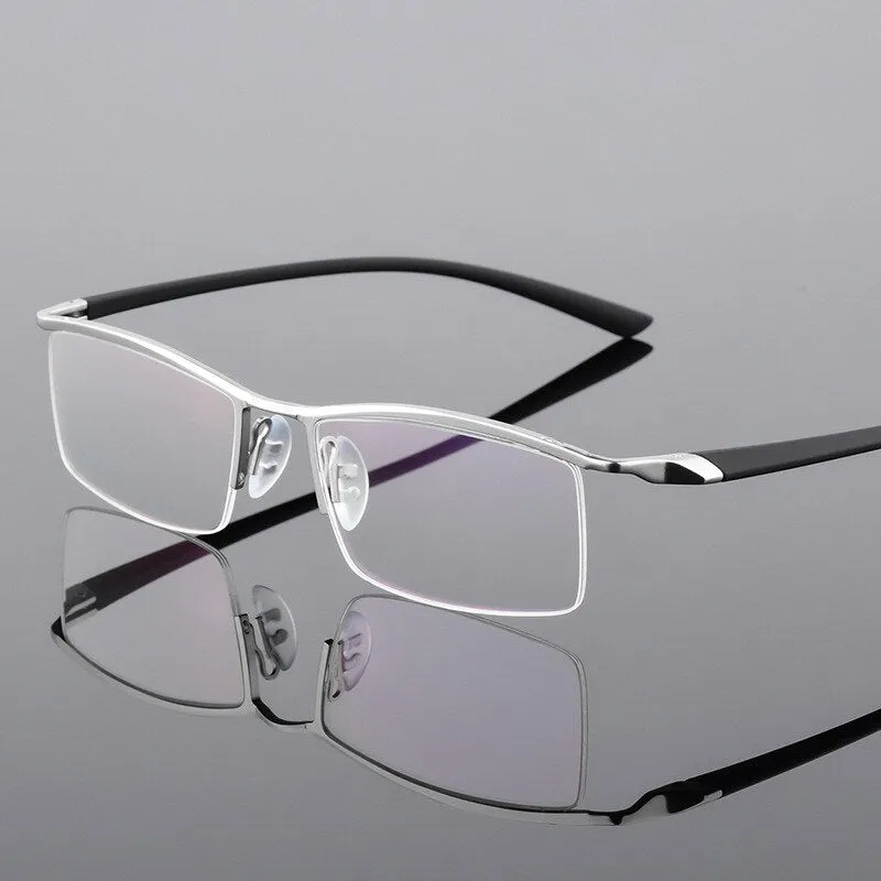 Reven Jate Men's Semi Rim Browline Alloy Eyeglasses P8190