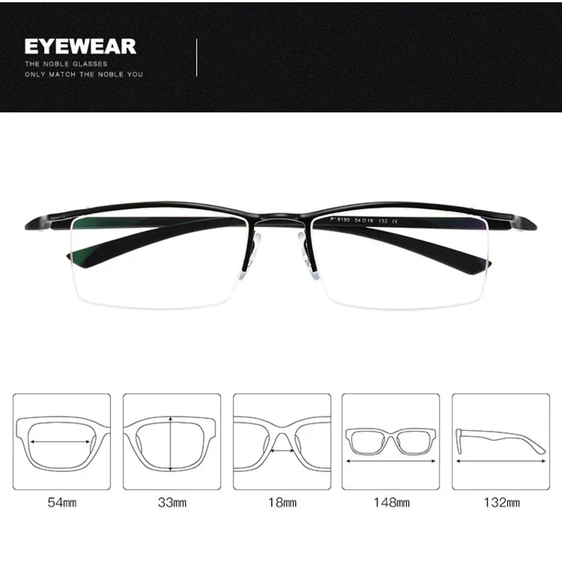 Reven Jate Men's Semi Rim Browline Alloy Eyeglasses P8190