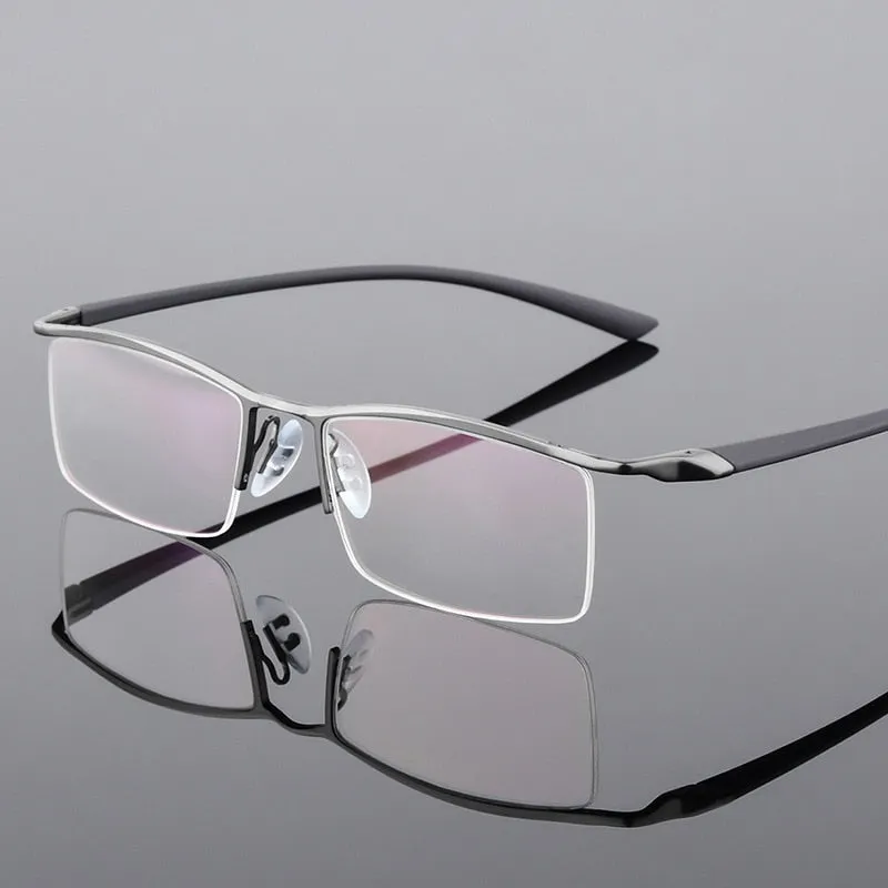 Reven Jate Men's Semi Rim Browline Alloy Eyeglasses P8190