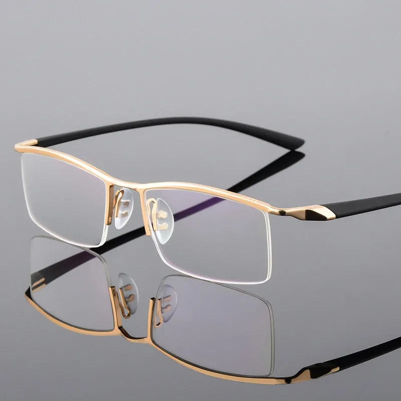 Reven Jate Men's Semi Rim Browline Alloy Eyeglasses P8190