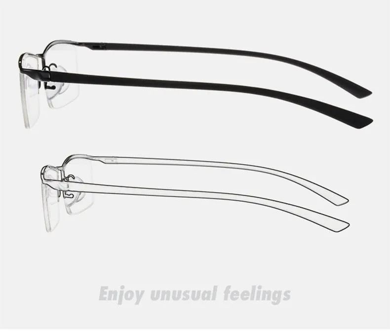 Reven Jate Men's Semi Rim Browline Alloy Eyeglasses P8190
