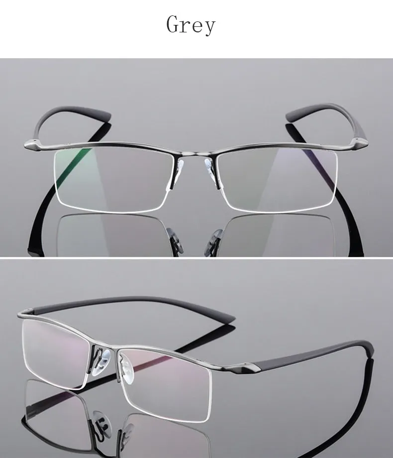 Reven Jate Men's Semi Rim Browline Alloy Eyeglasses P8190